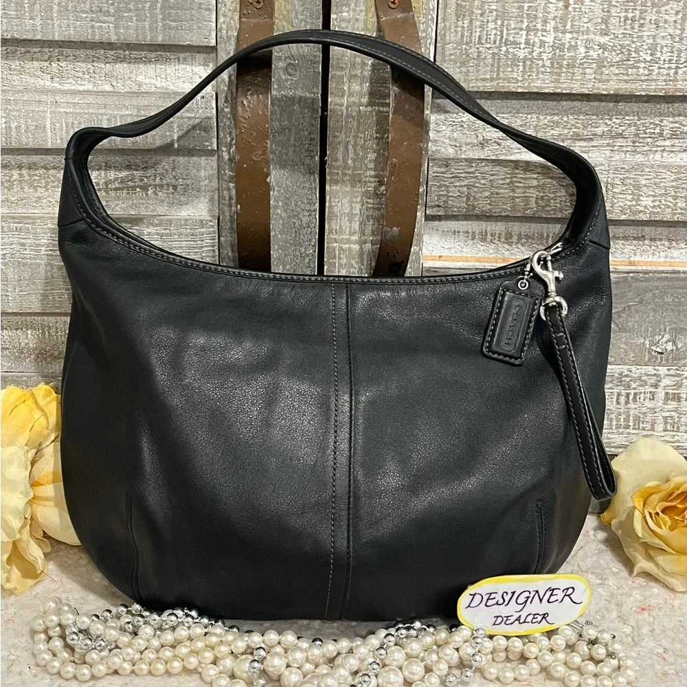 COACH Vintage Ergo Black Leather Hobo Shoulder Bag 12347 VGC!